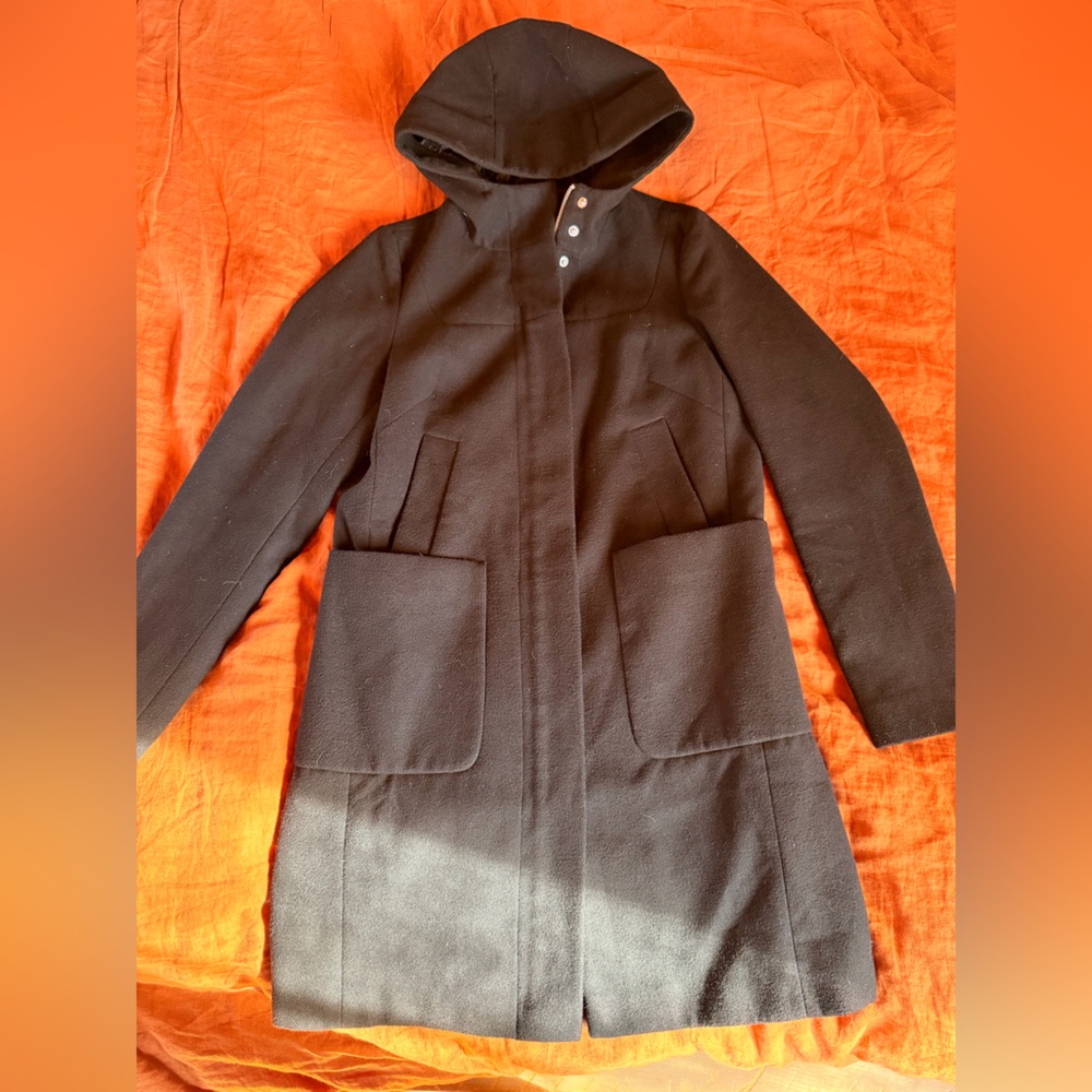 ASOS Black Hooded Pea / Trench Coat - 0